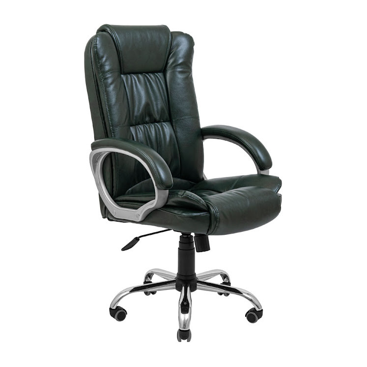 Крісло офісне Каліфорнія-Ю хром підлокітники сильвер механізм Tilt екошкіра Мадрас грин індія (Richman ТМ)