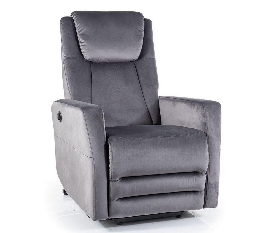 Крісло реклайнер Adonis Velvet механізм електричний велюрова тканина Bluvel 14 Сірий (SignalTM)