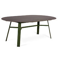 Стіл обідній Флекс-М овальний каркас хакі стільниця HPL дуб Сарацинський, 200х120х75 см (Pradex ТМ)