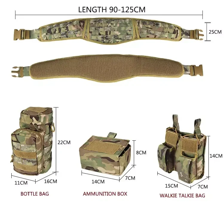 Разгрузочный тактический пояс war belt РПС YAKEDA 6026-3 с креплением MOLLE с подсумками койот - фото 4 - id-p1873960022