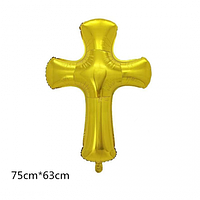 Фольгированные шары фигура Крест золотой 63х75 см