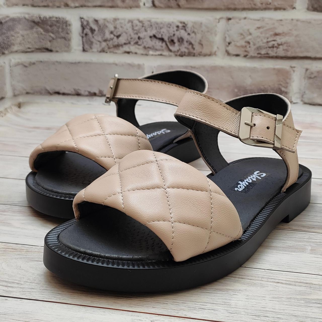 Жіночі босоніжки з натуральної шкіри на застібці, фото 1