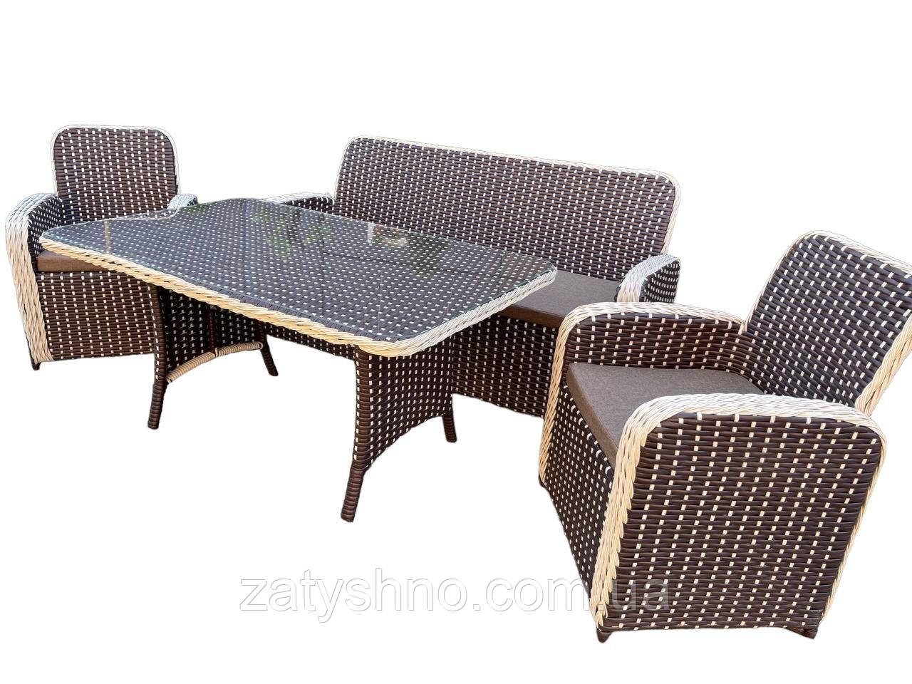 Ротанговая мебель со столом со склом и подушками - фото 7 - id-p1873968000