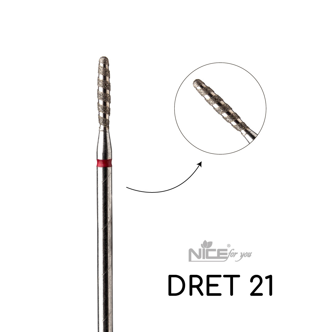 Фреза алмазна Nice for you ТОРНАДО ЦИЛІНДР DRET 21 Червоний
