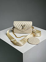 Женская бежевая сумка Louis Vuitton, женская сумка через плечо Луи Витон, женская кожаная сумка светло-бежевая