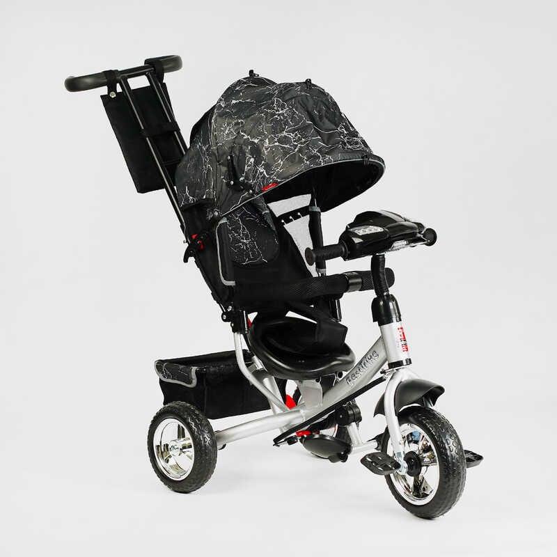 Дитячий триколісний велосипед з батьківською ручкою Best Trike 6588-37-835, колеса з піни, музична фара
