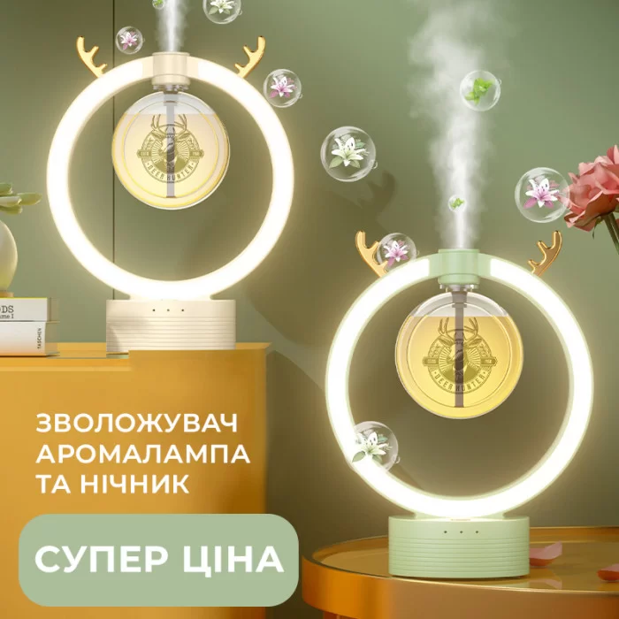 Зволожувач і ароматизатор повітря, Аромодифузер ефірних олій з підсвічуванням, Нічник, Аромолампа, фото 1
