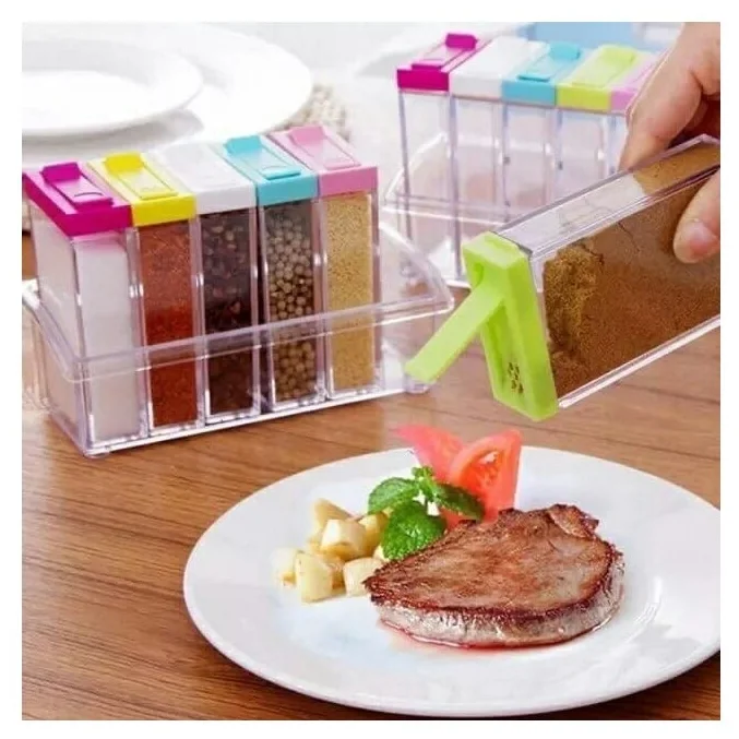 Набір для зберігання спецій і приправ - 6 спецовниць на підставці, Кухонний органайзер, Спецовник, фото 1