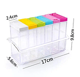 Набір для зберігання спецій і приправ - 6 спецовниць на підставці, Кухонний органайзер, Спецовник, фото 2