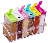 Набір для зберігання спецій і приправ - 6 спецовниць на підставці, Кухонний органайзер, Спецовник, фото 6