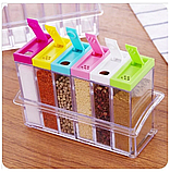 Набір для зберігання спецій і приправ - 6 спецовниць на підставці, Кухонний органайзер, Спецовник, фото 7