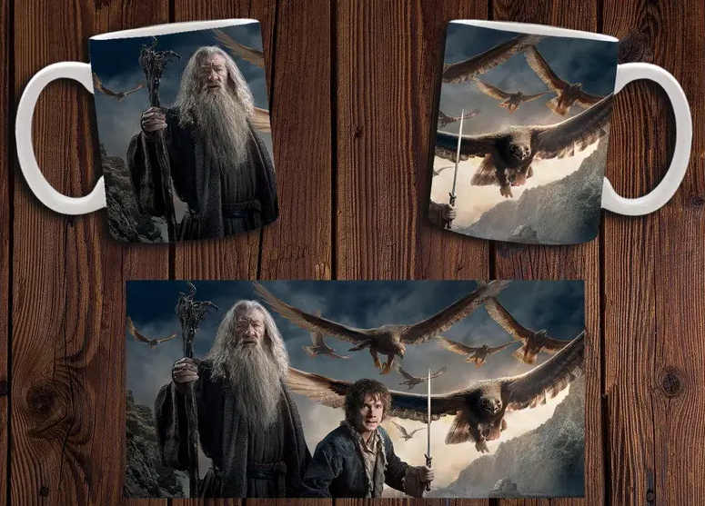 Чашка біла керамічна з принтом Володар кілець "Хоббіт" The Hobbit ABC