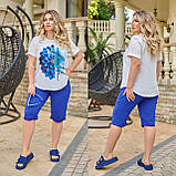 Яскравий літній прогулянковий костюм великих розмірів: футболка + шорти (р.48-62). Арт-2123/42, фото 2