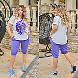 Яскравий літній прогулянковий костюм великих розмірів: футболка + шорти (р.48-62). Арт-2123/42, фото 4