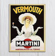 Металлическая вывеска Мартини Вермут, Декоративная металлическая табличка для интерьера Martini Vermouth