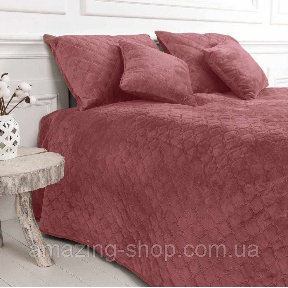 Покривало велюрове ТЕП "VELOUR" Розмір 220x240 Колір - Розовий