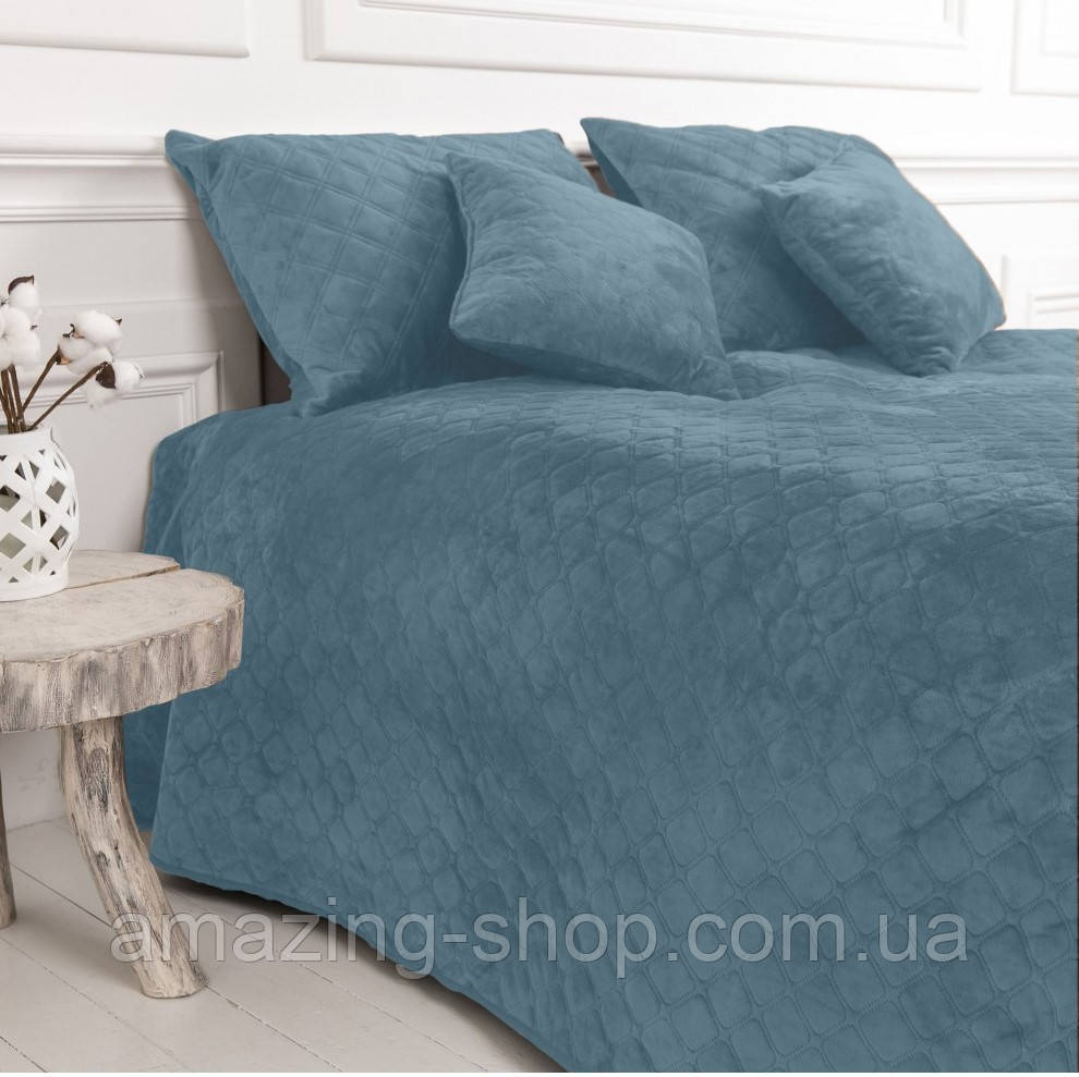 Покривало велюрове ТЕП "VELOUR" Розмір 220x240 Колір - Синій
