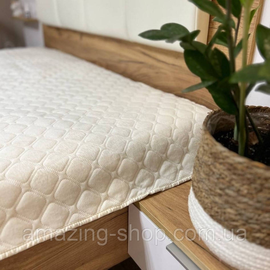 Покривало велюрове ТЕП "VELOUR" Розмір 240x260 Колір - Молочний