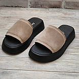 Жіночі замшеві сабо із широким верхом на плоскій підошві, фото 2