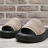 Жіночі замшеві сабо із широким верхом на плоскій підошві, фото 3