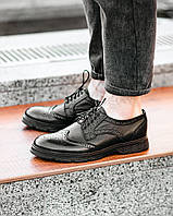 Мужские броги туфли с натуральной кожи Legessy SENS BLACK ORIGINAL