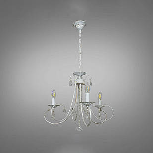 Класична сучасна люстра на 3 ламп з витонченим різьбленим декором колір каркасу білий D-9152/3WH