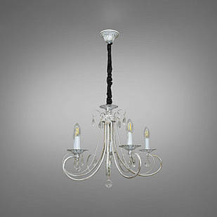Класична сучасна люстра на 5 ламп з витонченим різьбленим декором колір каркасу білий D-9152/5WH