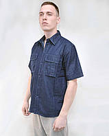 Рубашка мужская джинсовая с коротким рукавом XL темно синий