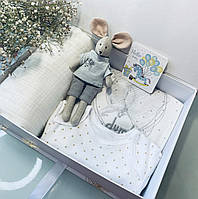 Подарочный набор VIP для новорожденного мальчика 8 предметов 3-6 мес, подарок на выписку для мальчика крестины