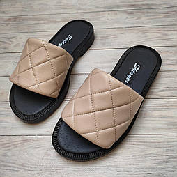 Жіночі шкіряні сабо на плоскій підошві