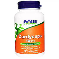 Грибы Кордицепс, 750 мг Now Foods, Cordyceps, 90 капсул z12-2024