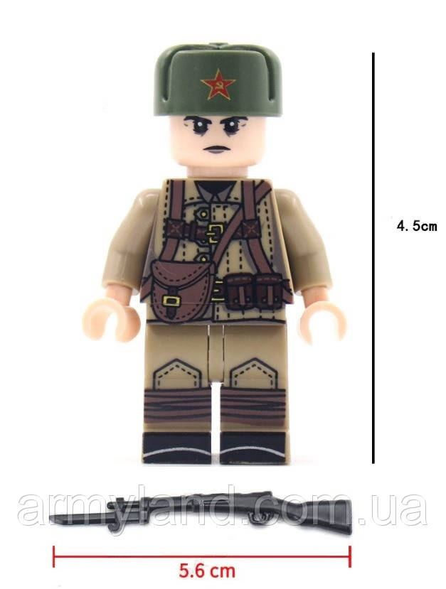 Військові фігурки, Радянський солдат №11 , 1шт, блочний , BrickArms