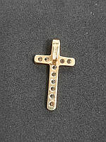 Золотий натільний хрест БУ з фіанітами 750 проби, фото 4