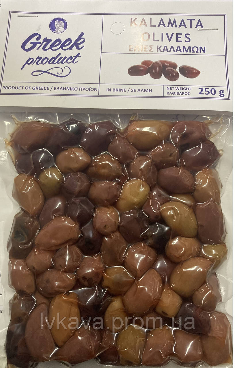 Оливки  Каламата з кісточкою   Greek Product  , 250 гр