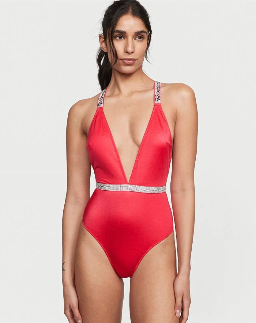 Купальник суцільний червоний зі стразами Victoria’s Secret (Вікторія Сікрет), оригінал