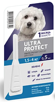 Капли на холку Ultra Protect (Ультра протект) от блох, клещей и комаров для собак весом 1,5-4 кг Palladium