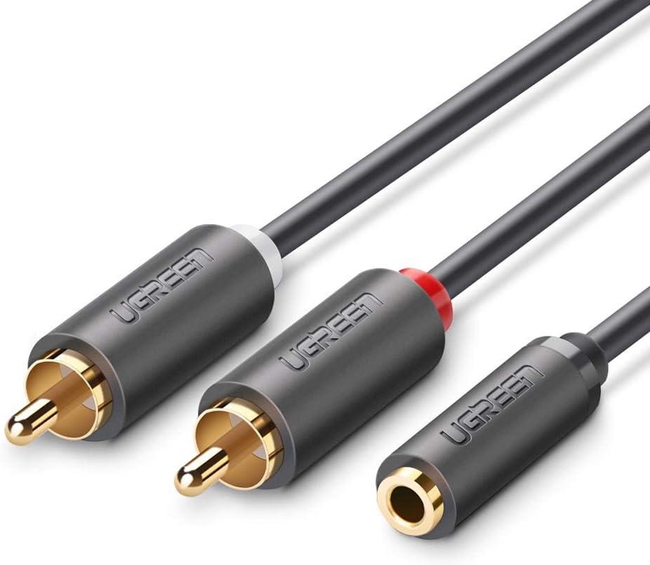 Кабель аудио UGREEN 3.5 mm to 2RCA аудио переходник 1 м Black (AV102 ...