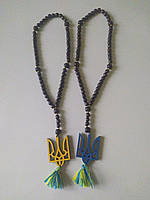 Дерев'яні чотки з великим тризубом на 59 намистин