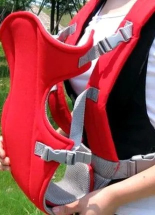 Дихаючий анатомічний Ерго Рюкзак-кенгуру для перенесення малюків від 4-х місяців 5 позицій м'яка вставка Червоний, фото 1