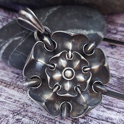 Кулон золотая роза Игра Престолов дом Тиреллы бронза+посеребрение, фото 1