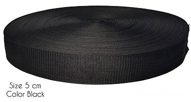 Ремінна стрічка Стропа Чорна 50мм, рулон 50м