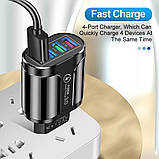 USB 4 адаптер зарядний пристрій для смартфона планшета павербанка, фото 2