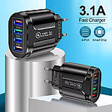 USB 4 адаптер зарядний пристрій для смартфона планшета павербанка, фото 3