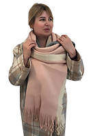 Женский шарф кашемировый PJN.ARC 165см*45см светло-розовый с белым и серым краем