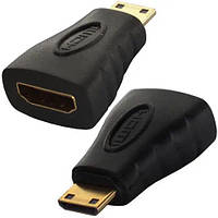 Перехідник, штекер mini HDMI - гніздо HDMI, gold, пластик