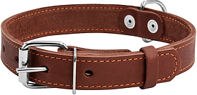 Нашийник із натуральної шкіри коричневий одинарний ширина 25 мм довжина 38-50 см Collar (02196)