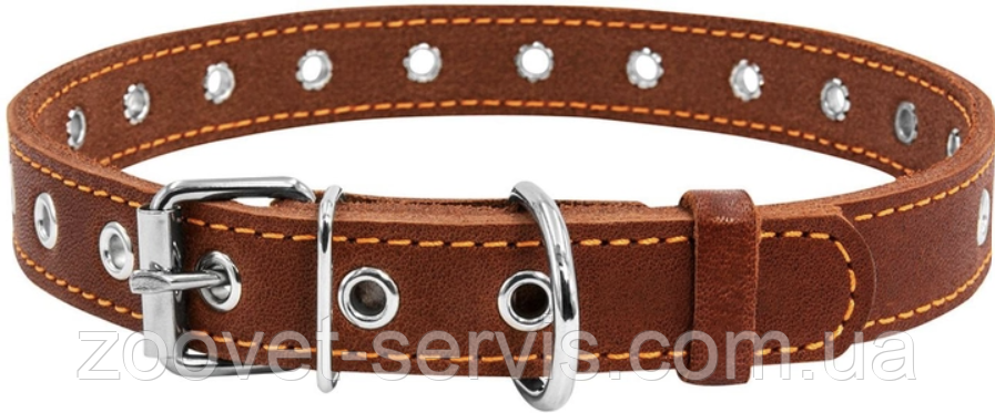 Нашийник шкіряний для середніх порід собак Collar безрозмірний 20 мм 50 см Коричневий 01516, фото 1