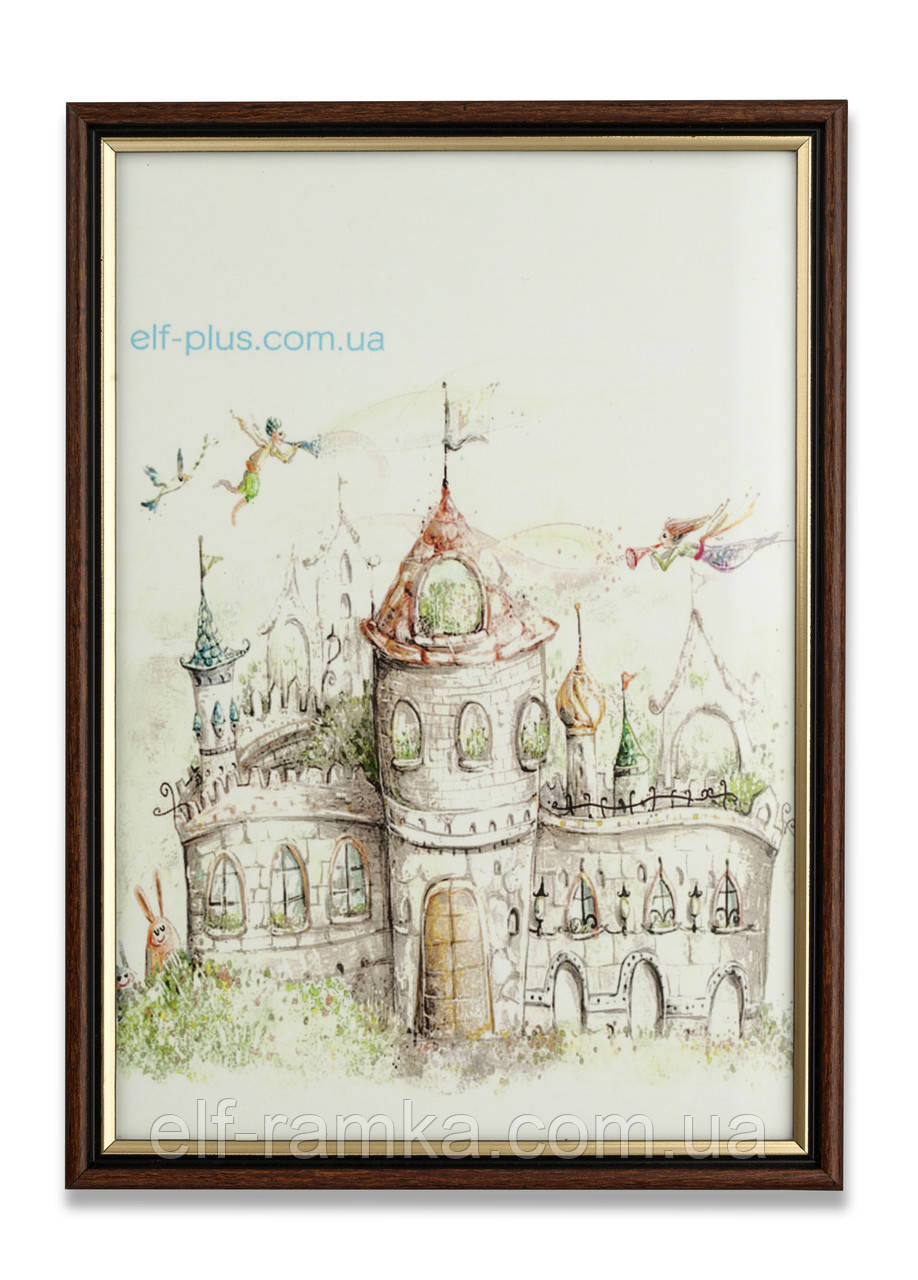 Рамка 30x40 з пластику - Коричневий темний з золотом - з склом або з склопластиком
