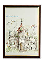 Фоторамка 10х15 з пластику - Коричневий темний з золотом - з склом