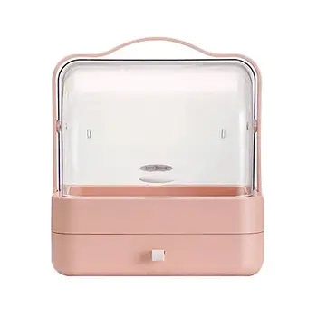 Місткий органайзер для косметики на 2 секції Рожевий YM206 Single Drawer Підставка для косметики
